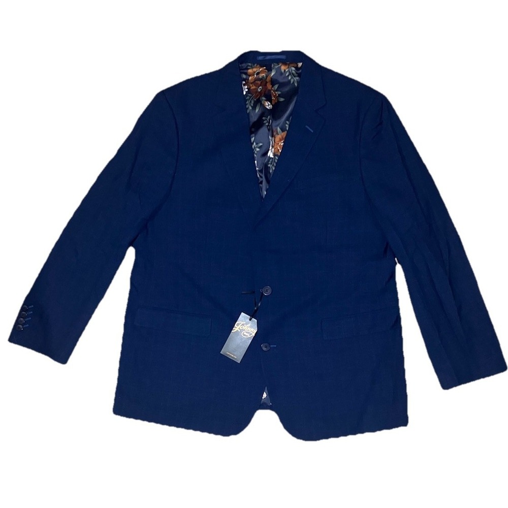 Johnny‎ Bigg Sayler Check Suit Jacket Men's Sz 46 Royal Blue NWT